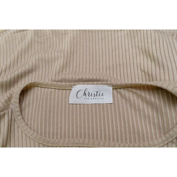 Christie Los Angeles beige key hole front womens top L - Picture 4 of 7